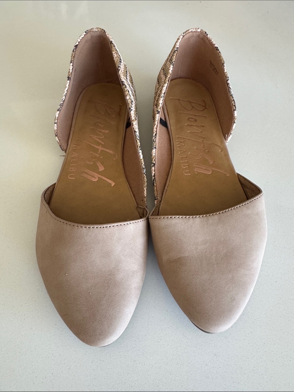 Blowfish Taupe D'Orsay Pointed Toe Flats
